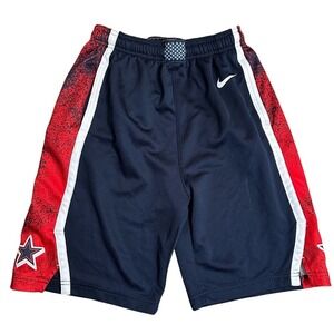 Nike Dri Fit Boys 14-16 Basketball Shorts Red Black White Star Athletic Swoosh‎